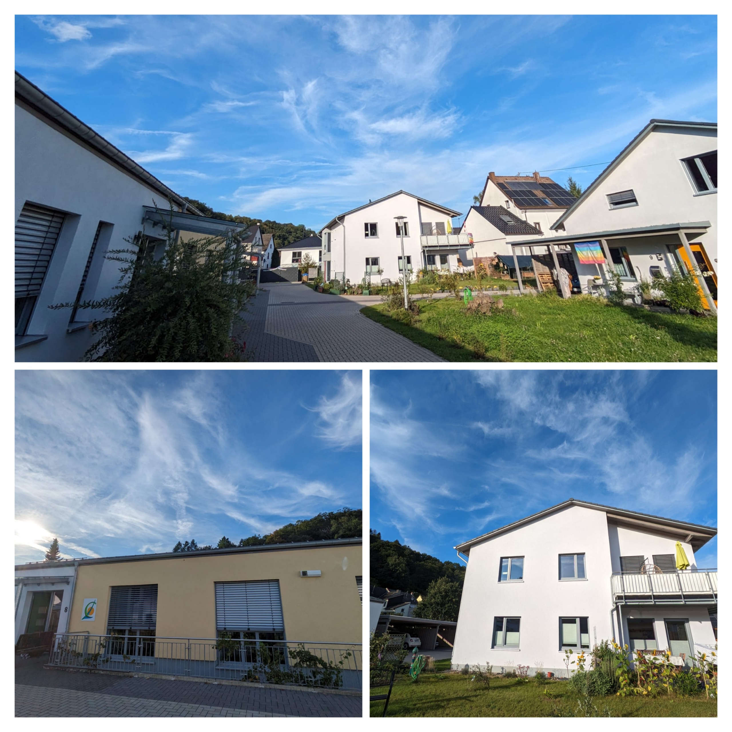 Blick zum Mehrfamilienhaus